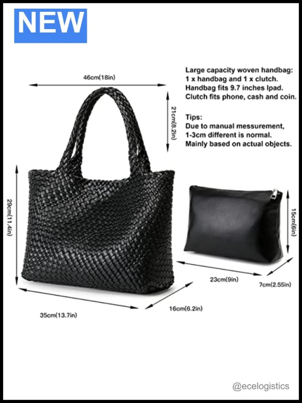 Vegan Leather Handwoven Tote Bag, Top Handle Shoulder Bag Purse Large Capacity
